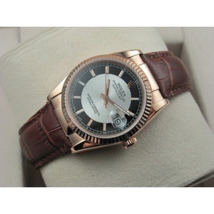 Schweizer Uhr Rolex Rolex Uhr Datejust 18K rose gold braun Lederarmband schwarz Nudel kleine Herrenuhr Schweizer ETA Uhr