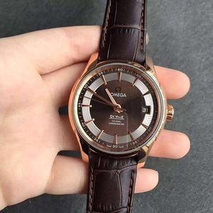 V6 Fabrik Omega Schmetterling Serie Rose Gold Kaffee Gesicht Herren mechanische Uhr