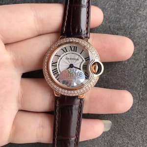 V6 Fabrik Cartier blau Ballon kleine 28 Diamant Ring Quarz Damen Uhr eins zu ein Replik