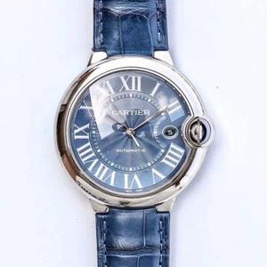 V9 Cartier verbesserte 42mm Weißgold blau Ballon Herren Uhr automatische mechanische Uhr Gürteluhr