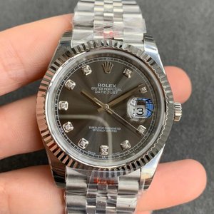 N Fabrik neue Replik Rolex Datejust 904 Stahl Version Herren mechanische Uhr (graue Platte) mit fünf Perlen