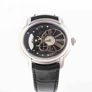 V9 Audemars Piguet Millennium Series 15350 reloj de hombre de oro blanco y diamante, correa de cuero Reloj mecánico automático para hombre