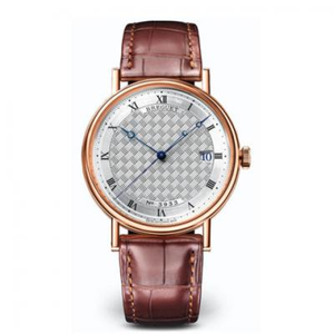 MKS fábrica Breguet Classic Series 5177 hombres mecánico automático rosa oro reloj de cocodrilo cuero.