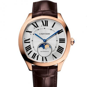 Cartier DRIVE DE CARTIER serie WGNM0008 placa blanca de oro rosa luna fase reloj de los hombres