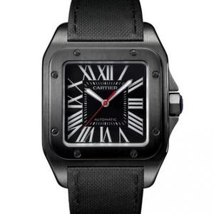 RB Cartier Santos Black Knight WSSA0006 El reloj Santos réplica superior más fuerte de la correa de nylon del mercado
