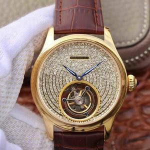 Cartier nuevo gypsophila manual verdadero tourbillon top reloj de oro rosa