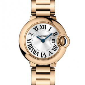 Oro Cartier Blue Balloon Series W69002Z2 33 mm Reloj de cuarzo para mujer Réplica superior (Cara blanca).