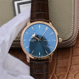 ETC Glash-tte original congresista Big Date Moon Phase Watch genuino abierto modelo cinturón reloj automático de movimiento mecánico reloj de hombre