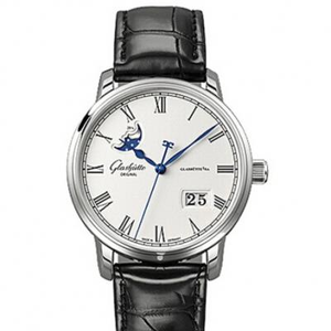 Réplica superior Glashütte Original Member Series 100-04-32-12-04 Reloj mecánico de fase lunar para hombre.