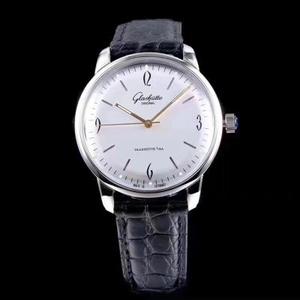 Top réplica GF fábrica Glash-tte clásico serie blanca cara blanca reloj mecánico para hombre