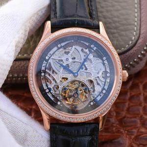 LH Jaeger-LeCoultre Master Series Tourbillon réplica reloj Real tourbillon movimiento automático de oro rosa diamante hueco reloj de hombre