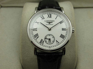 Longines Magnífica serie de acero inoxidable blanco transparente espalda totalmente automática mecánica hombres Longines