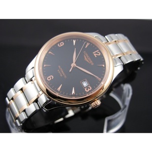 Swiss Longines Master Series reloj de los hombres 18K oro banda de acero suizo reloj hombre cara negra