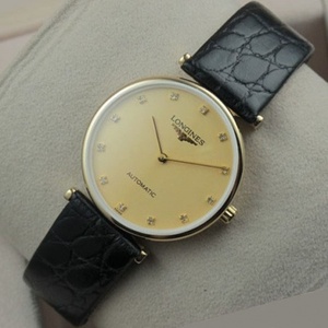 Reloj de movimiento suizo Longines Garland serie 18K oro cara de cuero completo correa de cuero reloj mecánico automático para hombre