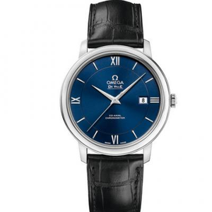 MKS Factory Omega De ville Series 424.13.40.20.03.001 Reloj mecánico de los hombres reloj de la superficie azul