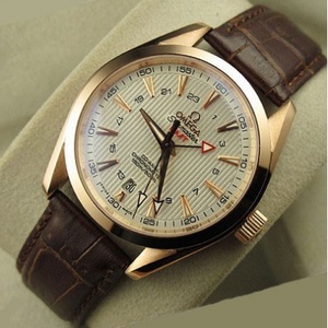 OMEGA OMEGA Reloj para hombre Seamaster Series 18K Gold Belt Reloj Mecánico Automático de cuatro manos doble zona horaria reloj suizo movimiento