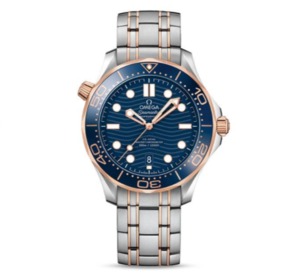 VS Factory Omega Seamaster 300 Series 210.20.42.20.03.002 Reloj de hombre de acero inoxidable de superficie azul rosa de oro rosa