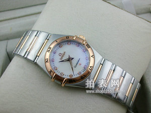Omega Constellation Series 160th Anniversary Conmemorativo 18K Rosa Oro Dos Manos Diamante Escala Reloj Femenino (Multicolor)