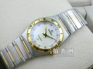 Omega Constellation Series Ladies Reloj caja diamante caja 18K rosa oro banda de acero roman caja de dos pines diamond Index Golden Swiss Quartz reloj de mujer