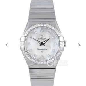 V6 Omega Constellation Series Reloj de cuarzo para damas 27mm Uno-to-One Reissue Diamantes de Cara Blanca Genuina