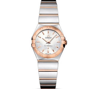 V6 Omega Constellation Series Reloj de cuarzo de señoras 27mm uno a uno grabado genuino rosa oro escala