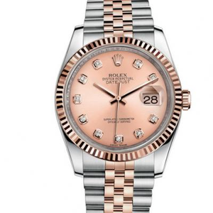 N Factory Rolex 116231-0057 Datejust 36 mm Reloj mecánico neutro de la serie revestido en oro rosa de 14 k.