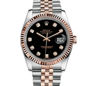 N réplica de fábrica Rolex 116231-0056 Datejust 36 mm reloj mecánico neutro de oro rosa de 14 quilates.