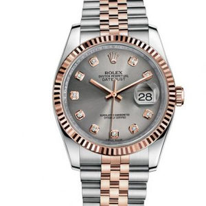 N Fábrica Rolex Datejust 36mm Oro rosa 14k oro cubierto neutral reloj mecánico superficie gris
