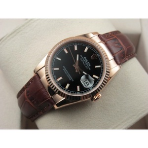 Rolex Rolex reloj Datejust 18K oro cuero casual moda oro cara roman índice hombres reloj de oro reloj de oro movimiento suizo Movimiento suizo Hong Kong Asamblea