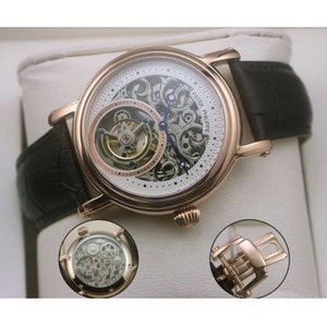 Movimiento suizo precisión imitación superior Patek Philippe verdadero reloj tourbillon manual sinuoso mecánico semiautomático correa de cuero reloj para hombre