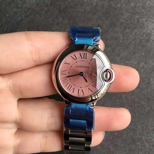 V6 fábrica Cartier globo azul pequeño rosa cara acero banda señoras reloj de cuarzo