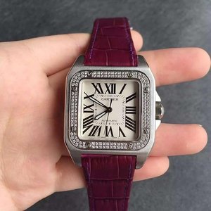 V6 réplica de fábrica Cartier Santos señoras anillo de diamante reloj mecánico reloj