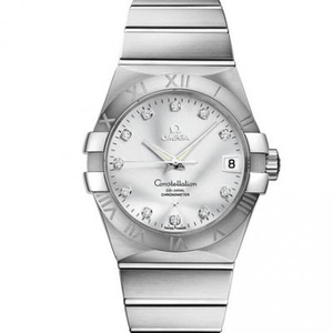 VS Factory Re-en-promulgó Omega Constellation 123.10.38.21.52.001 Blanco Placa Diamante Reloj Mecánico para Hombres.