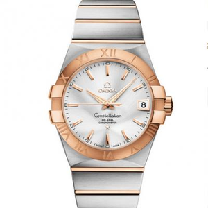 VS réplica superior de fábrica Omega Constellation serie 123.20.38.21.02.001 barra de oro rosa y reloj mecánico para hombre placa blanca