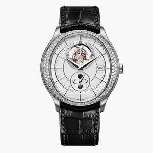 R8 Piaget BIack Tie serie ultradelgada fase luna tourbillon correa reloj reloj ultrafino sinuoso fase luna de cuerda reloj de movimiento de hombre