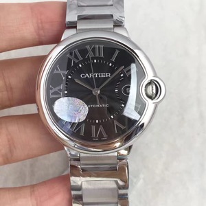 HBB v6 Cartier Sininen Balloon-sarjan mekaaninen miesten katsella (suuri 42MM) musta pinta teräs bändi