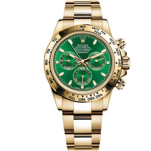 JH Tehdas Rolex Universe Chronograph Full Gold Daytona 116508 Green Face Miesten Mekaaninen Watch V7 Edition
