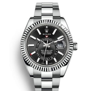 Uudelleen kaiverrettu Rolex Oyster Perpetual SKY-DWELLER-sarja m326934-0005 miesten mekaaninen katsella musta nuudeli tyyli baari mittakaavassa