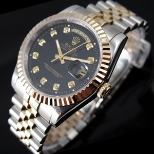 Sveitsin Rolex Rolex Collector's Edition automaattinen mekaaninen miesten katsella Sveitsin ETA-liikkeen paketti 18K gold musta kasvot timantti mittakaavassa dual kalenteri miesten katsella