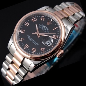 Sveitsin Rolex Watch 18K Rose Gold Automaattinen Mekaaninen Musta Kasvot Miesten Watch Oyster Perpetual Series 116201 Sveitsin liike