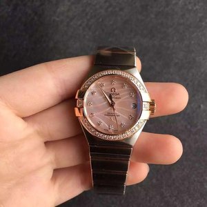 V6 uudelleen kaiverrettu uusi Omega Constellation-sarjan Naisten Watch Rose Gold Diamond