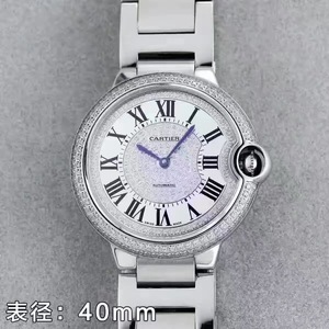 2017 nouvelle série de ballon bleu Cartier visage diamant mécanique montre homme 40 MM version en acier inoxydable