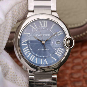 CR Factory Cartier Blue Balloon Series Montre automatique mécanique pour homme grande bande en acier bleu 42 mm