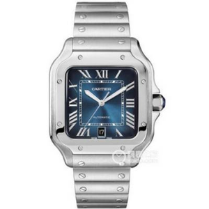 BV Cartier nouveau Santos WSSA0013 (grand taille homme) Boîtier: 316 matériel cadran grand cadran bleu montre.