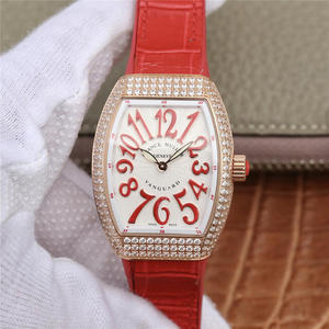 ABF Muller Franck Muller Série V32 Montre Femme Bracelet en Silicone Rouge Mouvement à Quartz