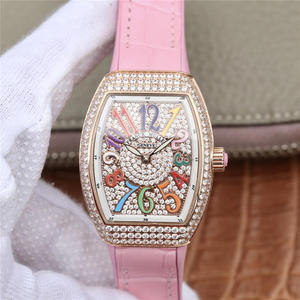 ABF Muller Franck Muller Série V32 Montre Femme Bracelet en Silicone Rose Mouvement à Quartz