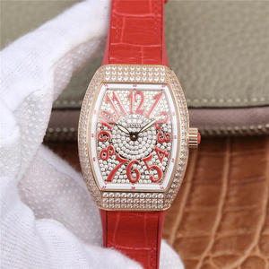 ABF Muller Franck Muller Série V32 Montre Femme Bracelet en Silicone Rouge Mouvement à Quartz