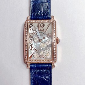 Franck Muller LONG ISLAND Long Island series of the most beautiful ladies quartz belt square watch enamel painted