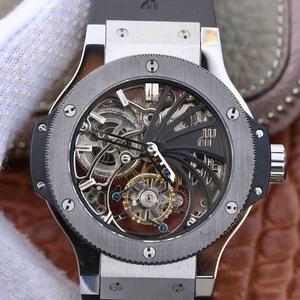 Hublot Hublot Big Bang Creux Tourbillon Plein de Diamants Boîtier Bracelet En Caoutchouc Automatique Mécanique Montre Homme