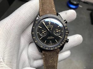 Montre JH Omega Speedmaster Moon Dark Side en céramique 44,2 mm boîtier en céramique noire avec bracelet en nylon enduit